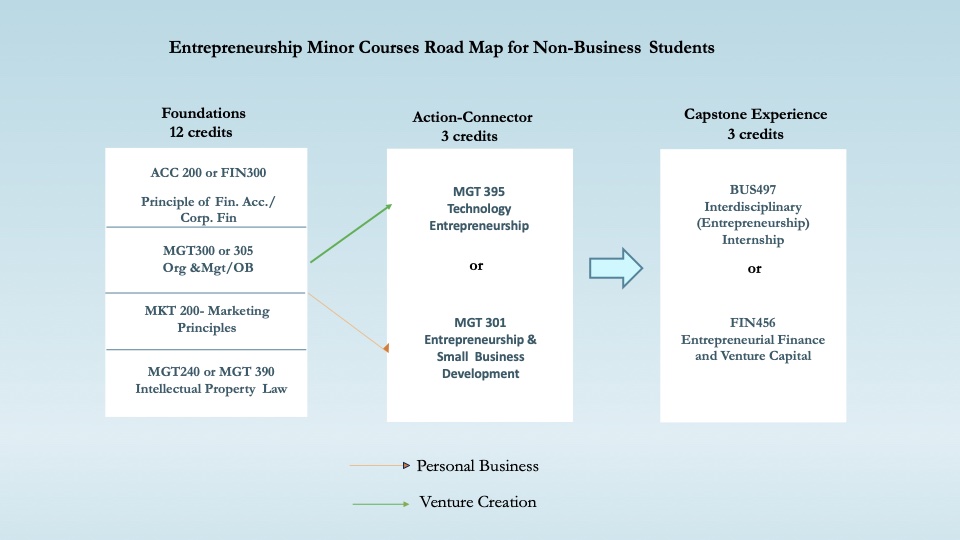 Entrepreneurship Minor Course Roadmap for Non-Business Students