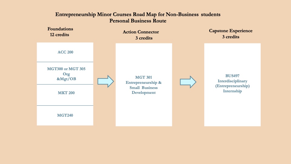 Entrepreneurship Minor Courses Road Map for Non-Business studentsPersonal Business Route